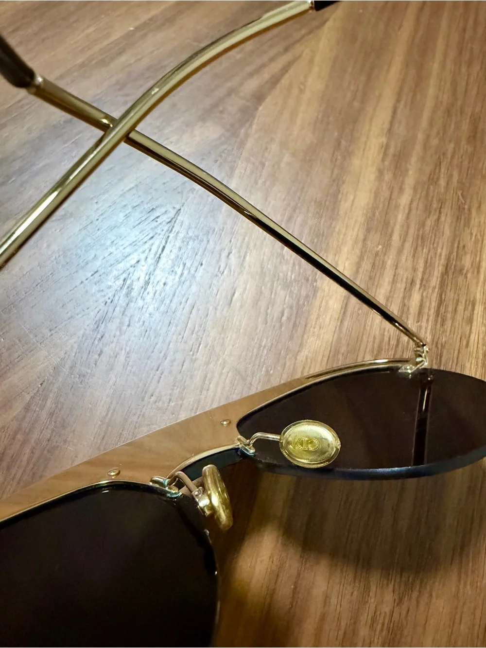 Dior Women’s Black and Gold Aviator Sunglasses